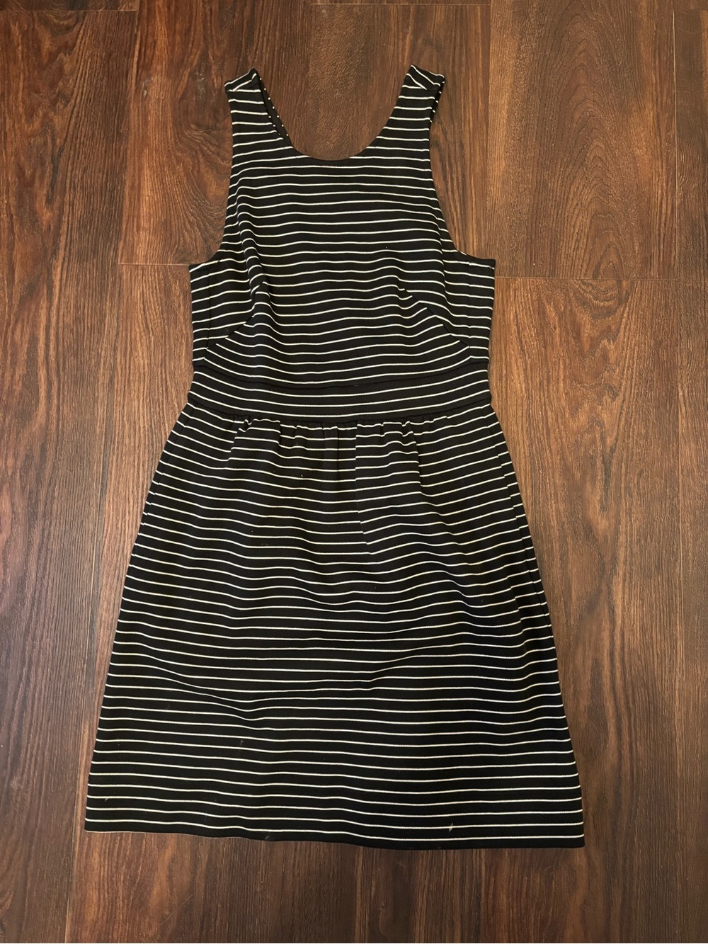 Madewell Black and White Striped Cotton Sleeveless Mini Dress Size S